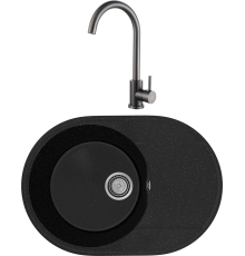 Комплект Мойка кухонная Practik PR-M 610-004 черный оникс + Смеситель РМС Sus124pvd 017F черный