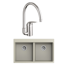 Комплект Мойка Rivelato Axel X-90-2D topazio + Смеситель Grohe Euroeco