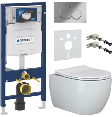 Комплект Унитаз подвесной Ceramicanova Play CN3001 с микролифтом, безободковый + Крепления Geberit Duofix 111.815.00.1 к стене + Шумоизоляция 156.050.00.1 + Инсталляция UP 320 111.300.00.5 + Кнопка Sigma 01 115.770.21.5 хром