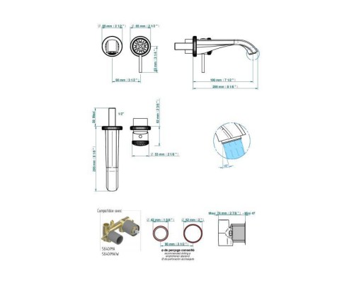 THG Hirondelles Gold Stamped Смеситель для раковины, встраиваемый, цвет: Polished gold . G00-A00-5840/MA,  A4L-F01-6541B