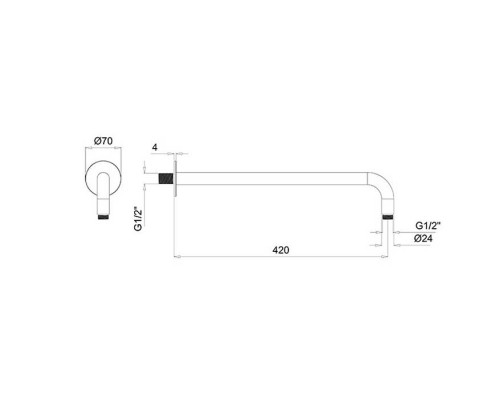 Almar Arms Кронштейн для верхнего душа, настенный 42см., с круглым отражателем, цвет: латунь брашированная PVD. E021115.HB Almar Arms Кронштейн для верхнего душа, настенный 42см., с круглым отражателем, цвет: латунь брашированная PVD. E021115.HB
