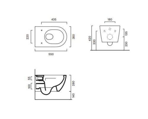 Catalano Sfera Унитаз подвесной 55х35см., безободковый, цвет: серый матовый. 0511550023,  9056060000
