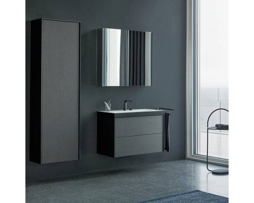 Duravit XViu Тумба подвесная 80x48x50.3см, 2 ящика, с раковиной без перелива, с 2 отв под смес, цвет: dark brushed oak/чёрный матовый. XV4615EB272P