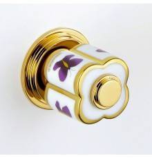 THG CAPUCINE MAUVE DECOR OR Ручка дверная одинарная, декор золото/лиловый, цвет: полированное золото. A7D-F01-639V