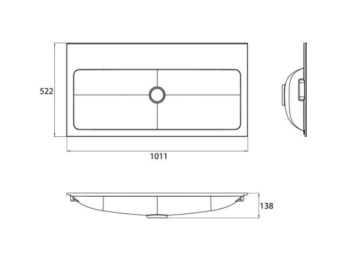 Emco Vanity units Раковина (мин. литье), 1000х522 мм, для тумб 9583 274 20 и 9583 275 20, с 1 отв., с д/ клапаном , цвет белый . 9577 114 31