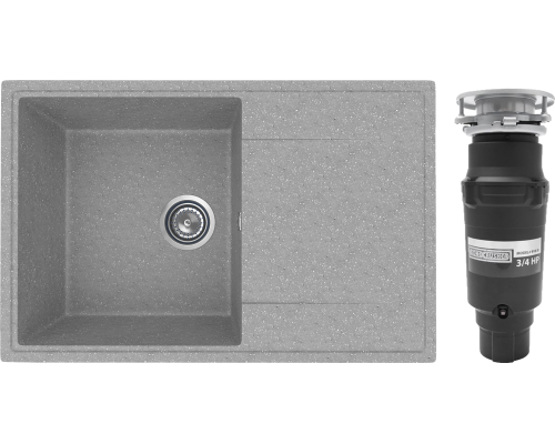 Комплект Мойка Practik PR-M 735-003 светло-серая + Измельчитель Bone Crusher BC 910-SL-Slim Line