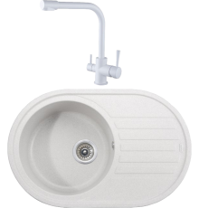 Комплект Мойка кухонная Kaiser KGM-7750-W белая + Смеситель Merkur 26044-10 белый