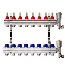 Комплект коллекторов Ридан FHF-8RF set с расходомерами, кронштейнами и воздухоотводчиками, 8 конт. 088U0728R