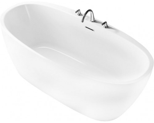 Акриловая ванна BelBagno BB404-1500-800 без опоры 150x80 см, отдельностоящая, овальная, со сливом-переливом