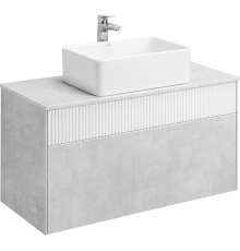 Тумба с раковиной AQUATON Марбл 100 слэйт, белая матовая, раковина 32700B000