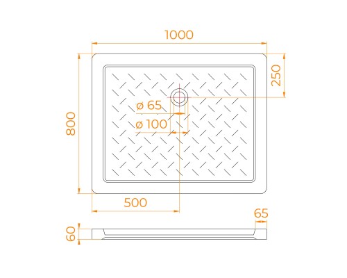Поддон для душа прямоугольный керамический RGW CR (Глубина 35)  800x1000