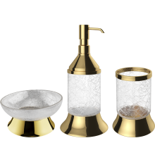Набор Мыльница Defne banyo Amanty gold + Дозатор gold + Стакан gold