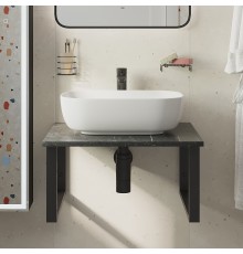 Столешница с раковиной DIWO Элиста 60 чёрный мрамор, с раковиной Moduo 50 Square