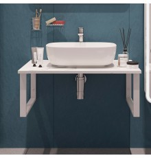 Столешница с раковиной DIWO Элиста 80 белый мрамор, с раковиной Moduo 50 Square