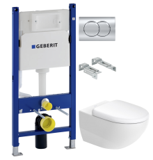 Комплект Унитаз подвесной Duravit Architec 45720900A1 + Инсталляция Geberit Duofix Delta 458.124.21.1 3 в 1 с кнопкой смыва, хром