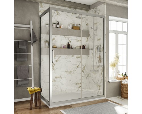 Душевой уголок STWORKI Эстерсунд 110x80 см профиль хром матовый, прозрачное стекло, прямоугольный