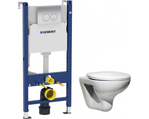 Комплект Унитаз подвесной Roca Mateo 346200000 с микролифтом + Инсталляция Geberit Duofix Delta 458.124.21.1 3 в 1 с кнопкой смыва, хром