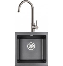 Комплект Мойка кухонная Granula 4451, черный + Смеситель STWORKI HSTW07200 никель