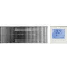 Конвектор отопления KVZ Power KVZ-Vent-300-80-1400-2V-UA/RRA-300-1400-A с решеткой, термостат белый