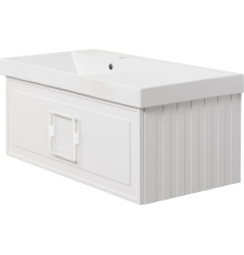 Тумба с раковиной La Fenice Cubo 90 L, белая, ручка белая