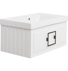Тумба с раковиной La Fenice Cubo 80 белая, ручка черная