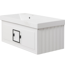 Тумба с раковиной La Fenice Cubo 90 L, белая, ручка черная