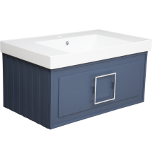 Тумба с раковиной La Fenice Cubo 80 синяя, ручка хром