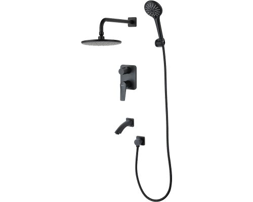 Душевой комплект Lemark Bronx LM3722BL С ВНУТРЕННЕЙ ЧАСТЬЮ, черный