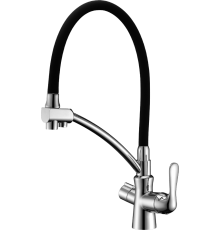 Смеситель для кухни Lemark Comfort LM3070C с гибким изливом, хром, черный