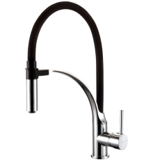 Смеситель для кухни Lemark Soul LM6007C с гибким изливом, хром, черный