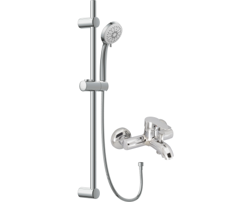 Смеситель для ванны с душем MEGA City MG-ZRV103 + Душевой гарнитур Cersanit Vibe 63067 хром