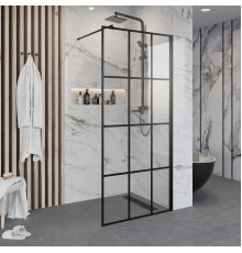 Душевая перегородка Niagara Nova NG-685-12 BLACK 120x195 профиль черный, стекло прозрачное
