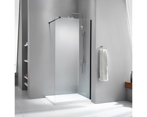 Душевая перегородка Parly Т100В 100x190, профиль черный, стекло прозрачное