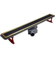 Душевой трап (лоток) Pestan Confluo Premium Gold Black Glass Line 650 черное стекло/позолоченная сталь