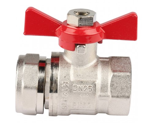 *12081221001 REHAU RAUTHERM S Комплект двух прямых никелирован. шаровых кранов G1  для коллекторов (12081221001)