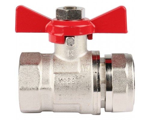 *12081221001 REHAU RAUTHERM S Комплект двух прямых никелирован. шаровых кранов G1  для коллекторов (12081221001)