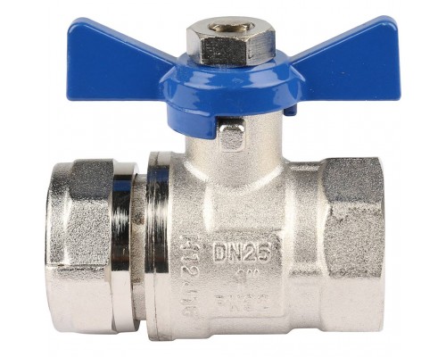 *12081221001 REHAU RAUTHERM S Комплект двух прямых никелирован. шаровых кранов G1  для коллекторов (12081221001)