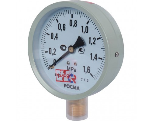 Манометр стандартный РОСМА 100 мм 150 градусов 1/2 давление 1.6 МРа ТМ-510Р 00000006818 (00000006818)