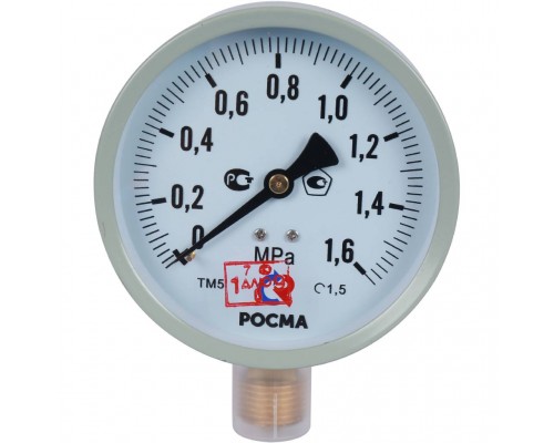 Манометр стандартный РОСМА 100 мм 150 градусов 1/2 давление 1.6 МРа ТМ-510Р 00000006818 (00000006818)