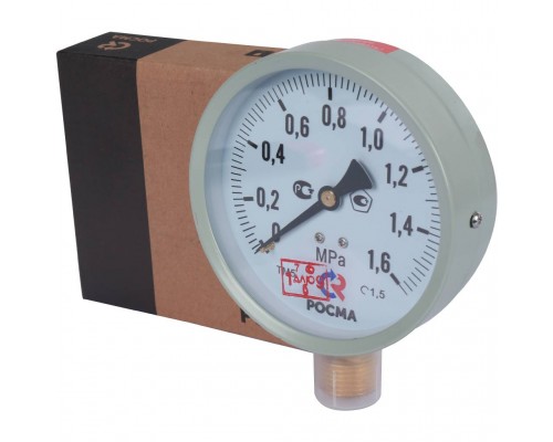 Манометр стандартный РОСМА 100 мм 150 градусов 1/2 давление 1.6 МРа ТМ-510Р 00000006818 (00000006818)