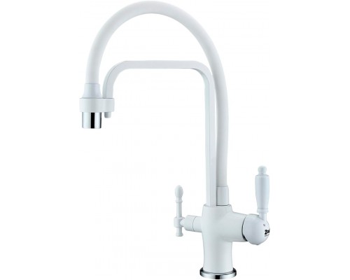 Смеситель для кухни Zorg Sanitary ZR 342-8 YF White с гибким изливом