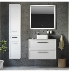 Мебель для ванной комнаты STWORKI Эстерсунд 90 белая матовая, простоун беж с отверстием под смеситель в столешнице