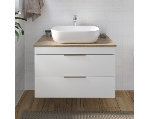 Тумба с раковиной STWORKI Копенгаген 80 белая, со столешницей Wood Spirit 80 и сифоном Neo 30987065