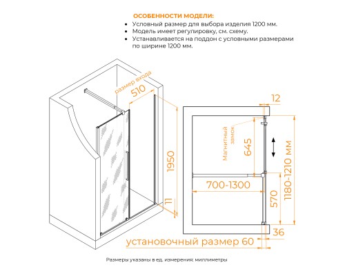 Душевая дверь RGW TO-18B 1200