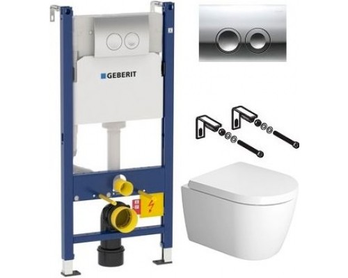 Комплект Унитаз Duravit ME by Starck с микролифтом + Инсталляция Geberit Duofix Delta 3 в 1 с кнопкой смыва