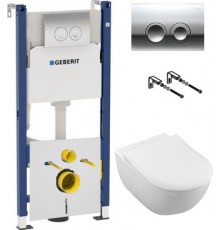 Комплект Унитаз подвесной Villeroy   Boch Subway 2.0 5614R201 alpin + Инсталляция Geberit Duofix Delta 458.124.21.1 3 в 1 с кнопкой смыва, хром + Шумоизоляция 156.050.00.1