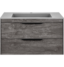 Тумба с раковиной Vincea Chiara 2D 80, 2 ящика, камень, с серой раковиной