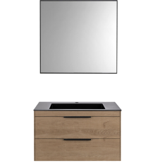Мебель для ванной комнаты Vincea Chiara 2D 80, 2 ящика, натуральный дуб, с серой раковиной