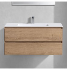 Тумба с раковиной Vincea Luka 100, 2 ящика, натуральный дуб, с белой раковиной