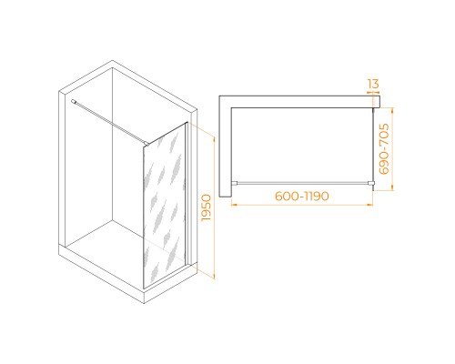 Душевая перегородка RGW WA-010G 700 Душевая перегородка RGW WA-010G 700
